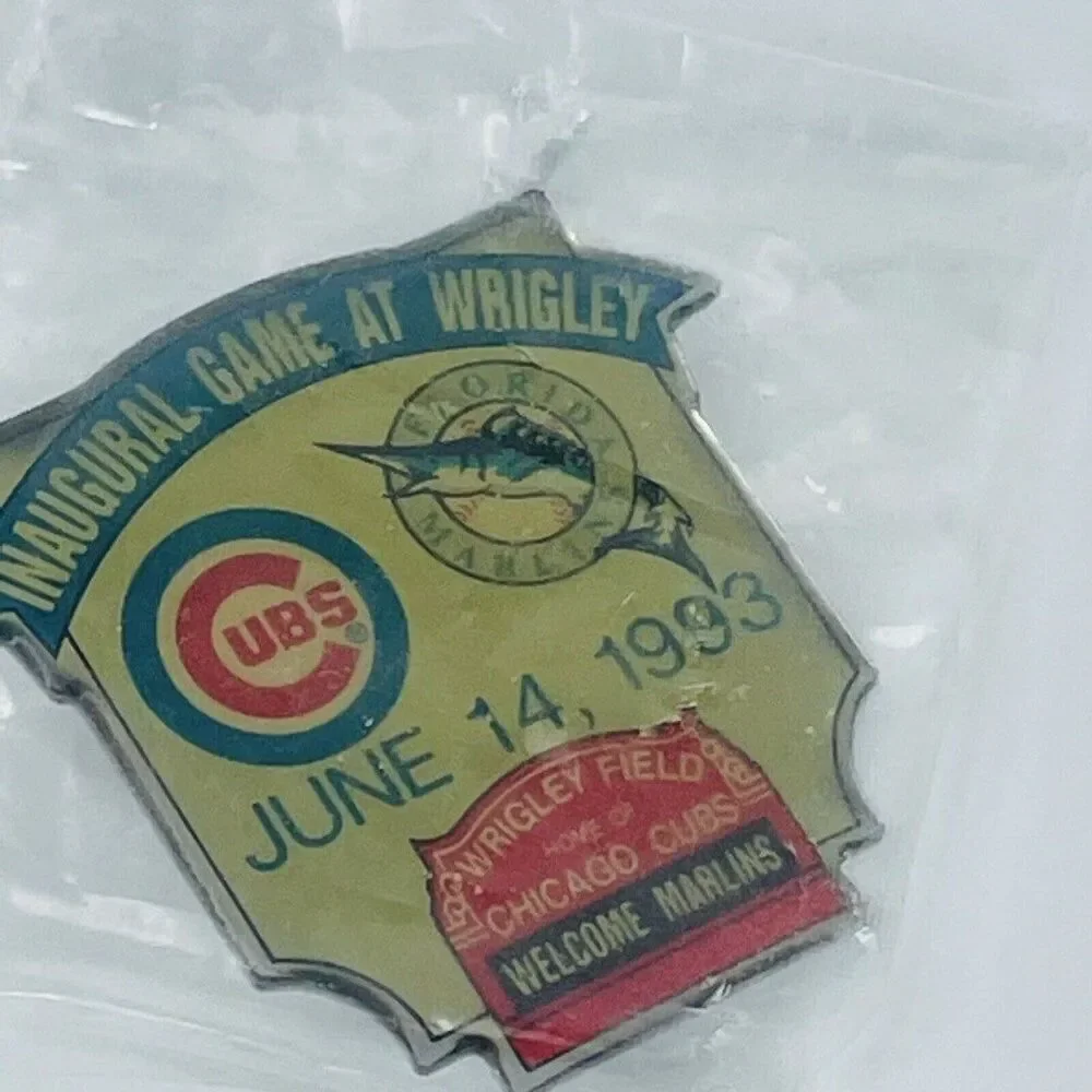 Chicago Cubs Florida Marlins 1993 Inaugural Game at Wrigley Field Hat Lapel Pin